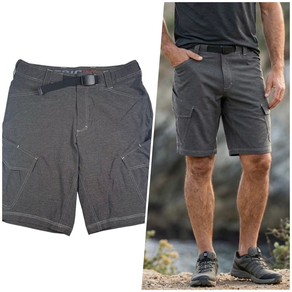 Zoic | Men | Falcon 9 Inch Gray Ripstop Mountain Biking Cycling Shorts | Large